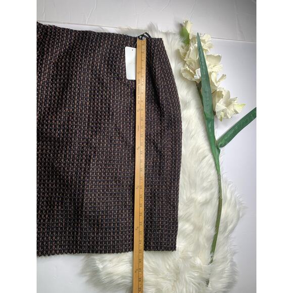 Escada Wool Tweed Textured Midi Skirt Suit Brown Black kostuem NWT size 40 work - Picture 12 of 16